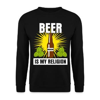 Beer is my Religion - Unisex Sweatshirt - black - Front - Alina (178cm) & Michal (187cm)