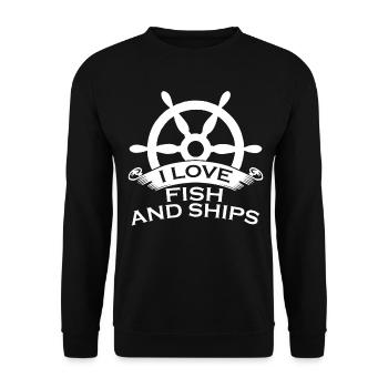 Segeln Kapitän Fish and Ships Segler - Unisex Pullover - Schwarz - Vorne - Alina (178cm) & Michal (187cm)