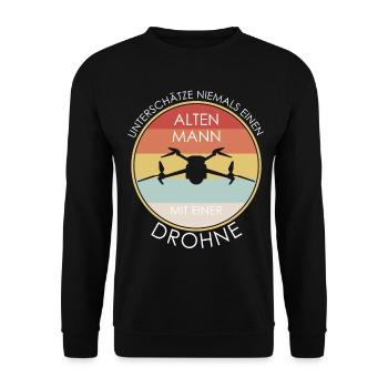 Drohne Quadrocopter Drohnenpilot - Unisex Pullover - Schwarz - Vorne - Alina (178cm) & Michal (187cm)