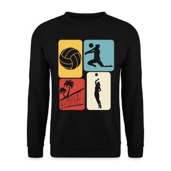 Beach Volleyball retro Volleyballspieler - Unisex Pullover - Schwarz - Vorne - Alina (178cm) & Michal (187cm)