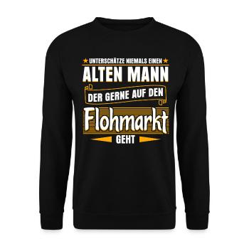 Flohmarkt Händler Trödelmarkt - Unisex Pullover - Schwarz - Vorne - Alina (178cm) & Michal (187cm)