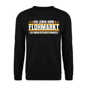 Trödelmarkt Witz Flohmarkt - Unisex Pullover - Schwarz - Vorne - Alina (178cm) & Michal (187cm)