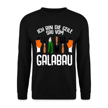 Galabauer Geile Sau vom Galabau - Unisex Pullover - Schwarz - Vorne - Alina (178cm) & Michal (187cm)