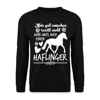Haflinger Spruch Witz Haflingers - Unisex Pullover - Schwarz - Vorne - Alina (178cm) & Michal (187cm)