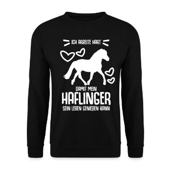 Haflinger Pferd Haflingers - Unisex Pullover - Schwarz - Vorne - Alina (178cm) & Michal (187cm)