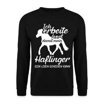Haflinger Reiten Haflingers - Unisex Pullover - Schwarz - Vorne - Alina (178cm) & Michal (187cm)