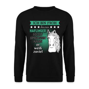 Haflinger Reiten Reiter Witz Pferde - Unisex Pullover - Schwarz - Vorne - Alina (178cm) & Michal (187cm)
