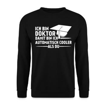 Doktortitel Doktorarbeit cooler Doktor - Unisex Pullover - Schwarz - Vorne - Alina (178cm) & Michal (187cm)