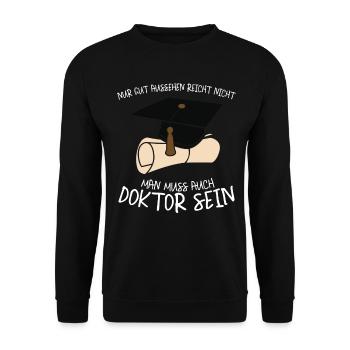 Doktor Doktortitel Doktorarbeit - Unisex Pullover - Schwarz - Vorne - Alina (178cm) & Michal (187cm)