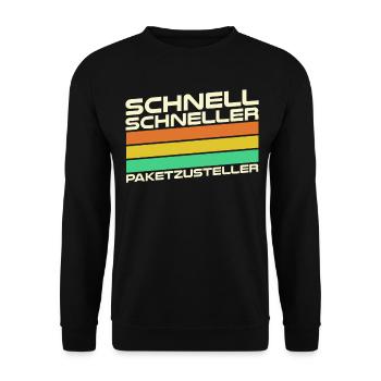Paketbote Paketzusteller Paketdienst - Unisex Pullover - Schwarz - Vorne - Alina (178cm) & Michal (187cm)