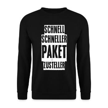 Paketbote Paket Paketzusteller - Unisex Pullover - Schwarz - Vorne - Alina (178cm) & Michal (187cm)