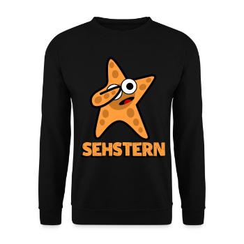 Seestern Sehstern Wortspiel Seesterne - Unisex Pullover - Schwarz - Vorne - Alina (178cm) & Michal (187cm)