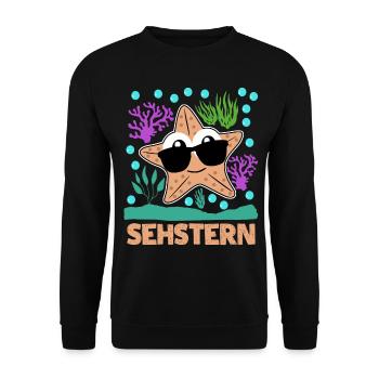 Seestern Sehstern Witz Sonnenbrille - Unisex Pullover - Schwarz - Vorne - Alina (178cm) & Michal (187cm)