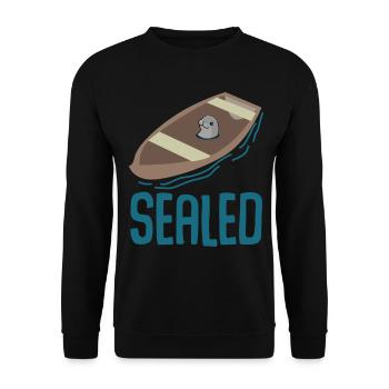 Robbe Seehund Wortspiel Seerobbe - Unisex Pullover - Schwarz - Vorne - Alina (178cm) & Michal (187cm)