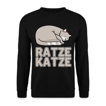 Hauskatze Müde Schlafende Ratze Katze - Unisex Pullover - Schwarz - Vorne - Alina (178cm) & Michal (187cm)