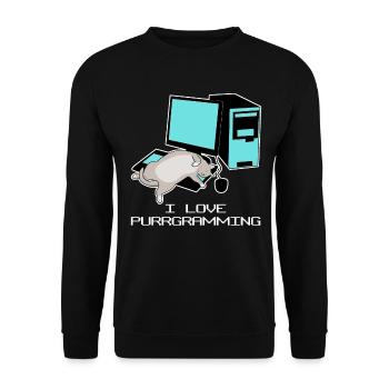 Programmierer Admin Computer Katze - Unisex Pullover - Schwarz - Vorne - Alina (178cm) & Michal (187cm)