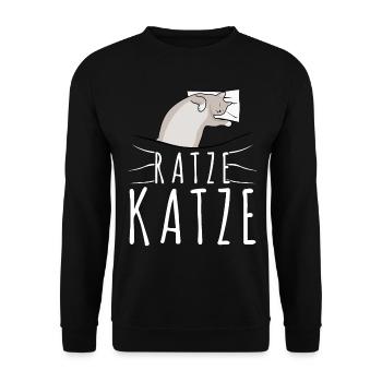 Hauskatze Schlafen Müde Ratze Katze - Unisex Pullover - Schwarz - Vorne - Alina (178cm) & Michal (187cm)