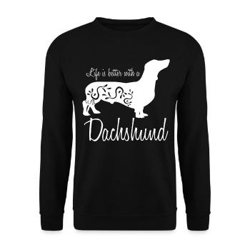 Dachshund Club Dachshund Wire-haired Dachshund - Unisex Sweatshirt - black - Front - Alina (178cm) & Michal (187cm)