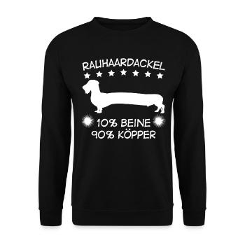 Rauhaardackel Dachshund - Unisex Pullover - Schwarz - Vorne - Alina (178cm) & Michal (187cm)