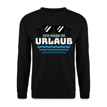 Ich muss in Urlaub - Unisex Pullover - Schwarz - Vorne - Alina (178cm) & Michal (187cm)