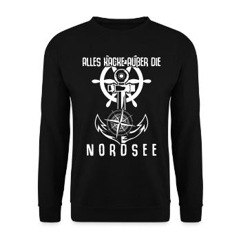 Nordsee Anker Nordseeküste - Unisex Pullover - Schwarz - Vorne - Alina (178cm) & Michal (187cm)