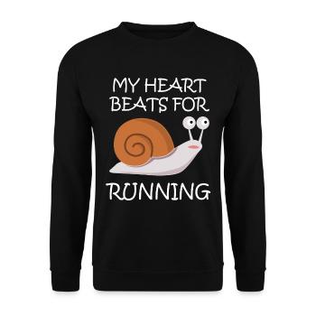 Laufen Sprinten Schnecke Laufsport - Unisex Pullover - Schwarz - Vorne - Alina (178cm) & Michal (187cm)