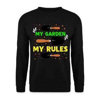 Garden rules gardeners landscaping farmers - Unisex Sweatshirt - black - Front - Alina (178cm) & Michal (187cm)