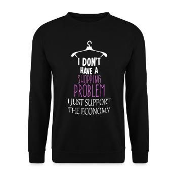 Shopping Dress Saying Shopping - Unisex Sweatshirt - black - Front - Alina (178cm) & Michal (187cm)