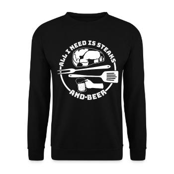 Griller des steaks et des maîtres du grill à la bière - Sweat-shirt Unisexe - noir - Devant - Alina (178cm) & Michal (187cm)