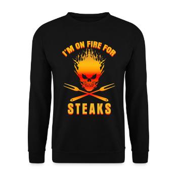 Grillen Steaks Grillmeister Barbecue - Unisex Pullover - Schwarz - Vorne - Alina (178cm) & Michal (187cm)