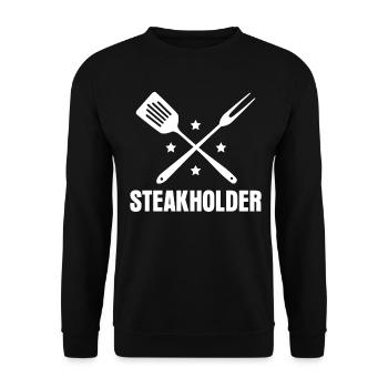 Grillen Steak Grill Barbecue Steaks - Unisex Pullover - Schwarz - Vorne - Alina (178cm) & Michal (187cm)