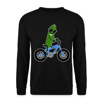 Gurke auf Fahrrad Gurken - Unisex Pullover - Schwarz - Vorne - Alina (178cm) & Michal (187cm)