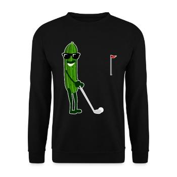 Gurke spielt Golf Gurken - Unisex Pullover - Schwarz - Vorne - Alina (178cm) & Michal (187cm)