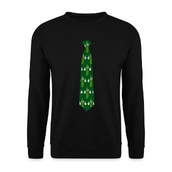 Gurken Krawatte mit Gurke - Unisex Pullover - Schwarz - Vorne - Alina (178cm) & Michal (187cm)