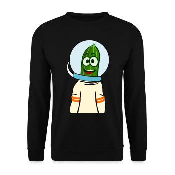 Gurke im Weltraum Astronauten Gurken - Unisex Pullover - Schwarz - Vorne - Alina (178cm) & Michal (187cm)