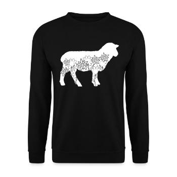 Schaf Blumen Schafe Blüten Schäfchen - Unisex Pullover - Schwarz - Vorne - Alina (178cm) & Michal (187cm)