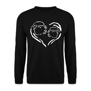 Schaf Herz Schafe Schäfchen - Unisex Pullover - Schwarz - Vorne - Alina (178cm) & Michal (187cm)