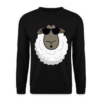 Schaf mit Sonnenbrille Schafe Schäfchen - Unisex Pullover - Schwarz - Vorne - Alina (178cm) & Michal (187cm)