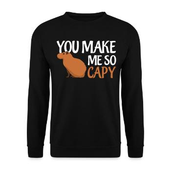 Capybara Happy Capybaras - Unisex Pullover - Schwarz - Vorne - Alina (178cm) & Michal (187cm)