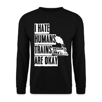Railroad Locomotive Railwayman - Unisex Sweatshirt - black - Front - Alina (178cm) & Michal (187cm)