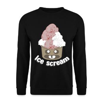 Eis Eiscreme Gespenst Eisbecher - Unisex Pullover - Schwarz - Vorne - Alina (178cm) & Michal (187cm)