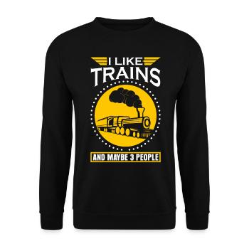 Railroad Engine Driver Model Railway - Unisex Sweatshirt - black - Front - Alina (178cm) & Michal (187cm)