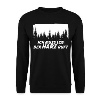 Harz ruft Brocken Wanderung Wandern - Unisex Pullover - Schwarz - Vorne - Alina (178cm) & Michal (187cm)