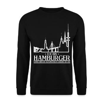 Hamburg Witz für Hamburger - Unisex Pullover - Schwarz - Vorne - Alina (178cm) & Michal (187cm)