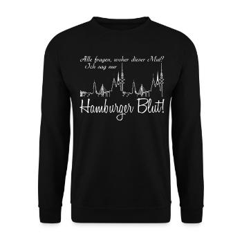 Hamburg Hafen Hamburger - Unisex Pullover - Schwarz - Vorne - Alina (178cm) & Michal (187cm)