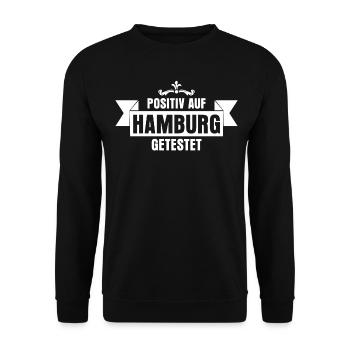 Hamburg Hamburger Spruch - Unisex Pullover - Schwarz - Vorne - Alina (178cm) & Michal (187cm)