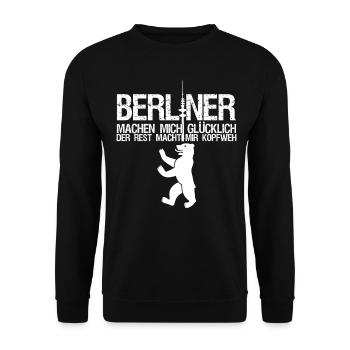 Berlin Spruch für Berliner - Unisex Pullover - Schwarz - Vorne - Alina (178cm) & Michal (187cm)