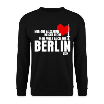 Berlin lusitger Spruch für Berliner - Unisex Pullover - Schwarz - Vorne - Alina (178cm) & Michal (187cm)