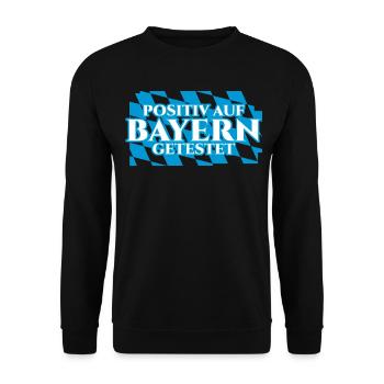 Bayern bayrischer Spruch Witz - Unisex Pullover - Schwarz - Vorne - Alina (178cm) & Michal (187cm)