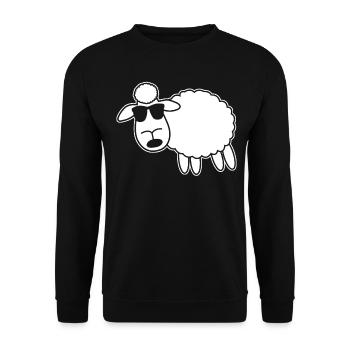 Schaf mit Sonnenbrille - Unisex Pullover - Schwarz - Vorne - Alina (178cm) & Michal (187cm)